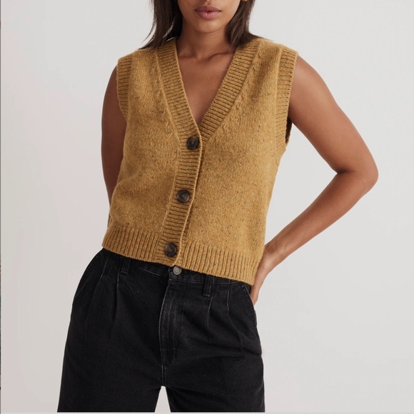 Madewell Mustard Yellow Wool Vest XS - Picture 2 of 7